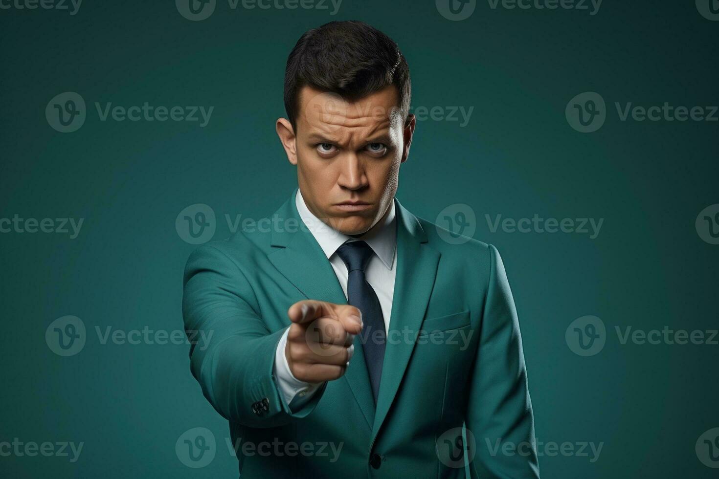 Photo of expression on his face man wearing suit. Generative AI