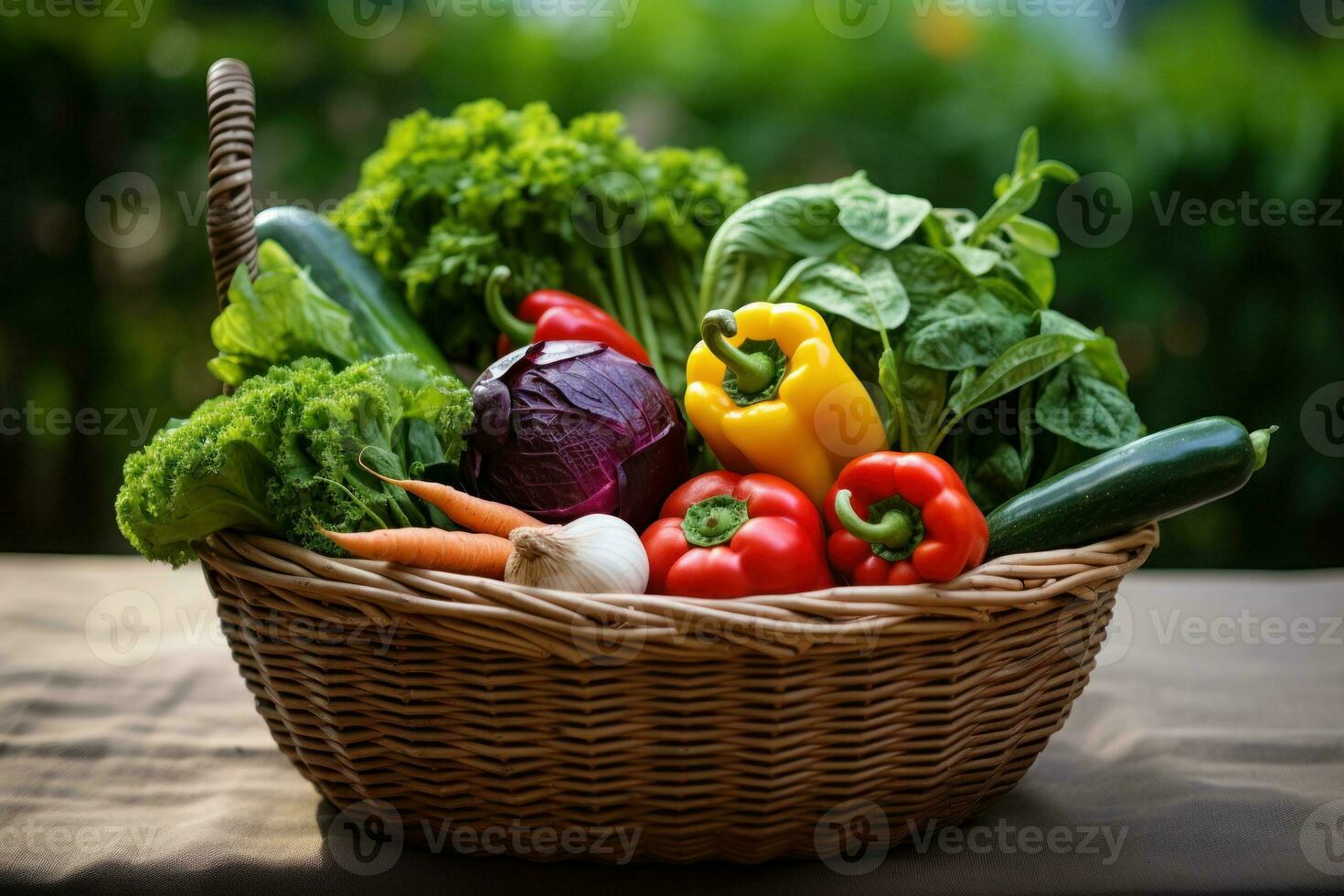 Basket of vegetables in hand of mature man, isolated on white background, studio lighting. Generative AI photo