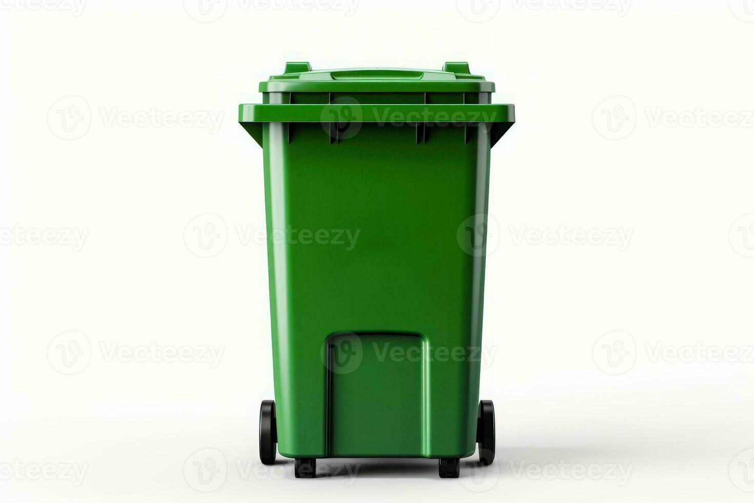 Green bin isolated on white background. Generative AI photo