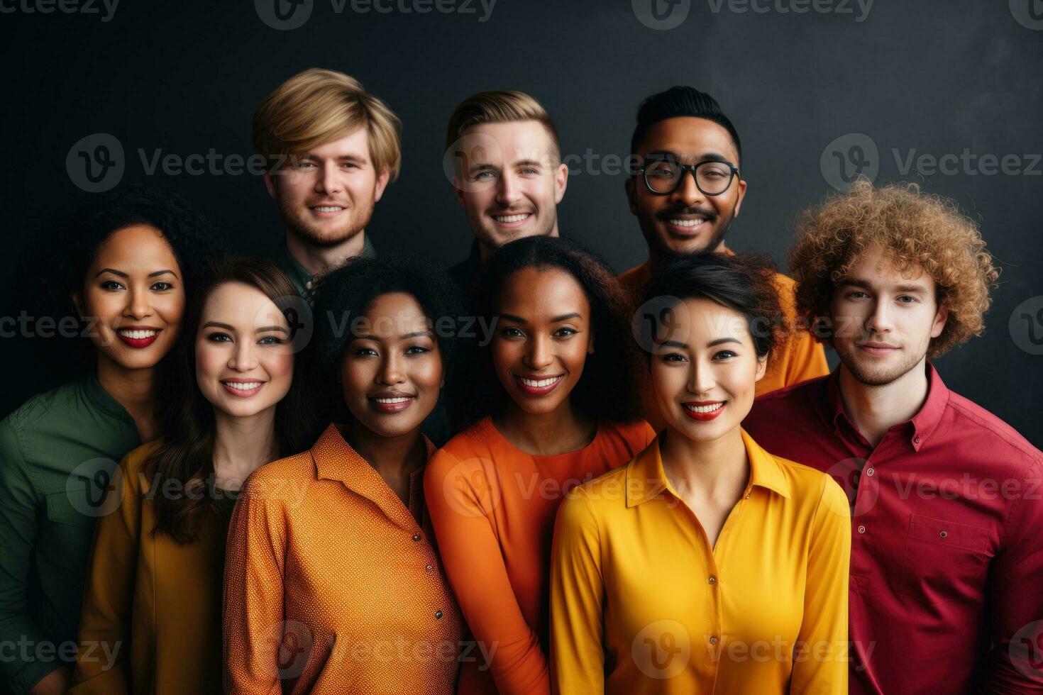 Group of different ethnicities. International Day office background. Generative AI photo