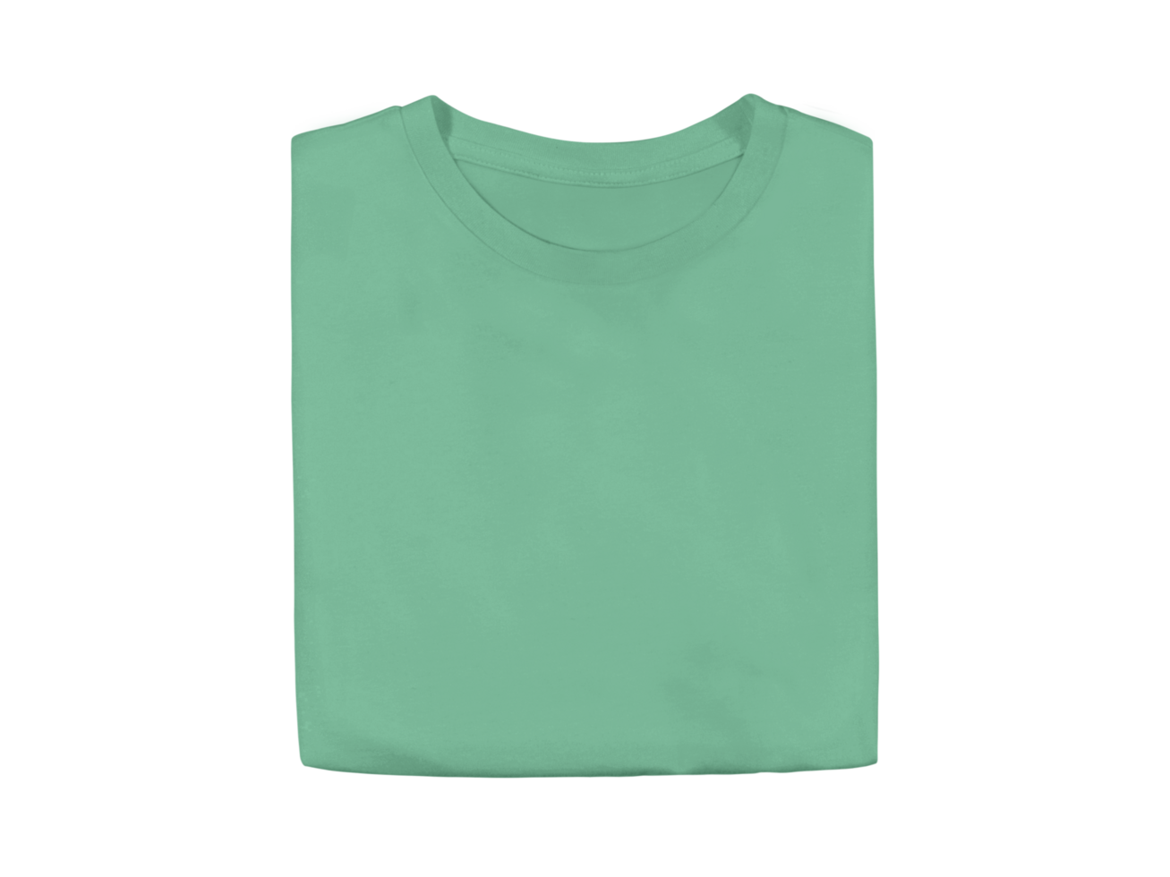 Isolated mint green colour blank fashion folded tee front mockup template png