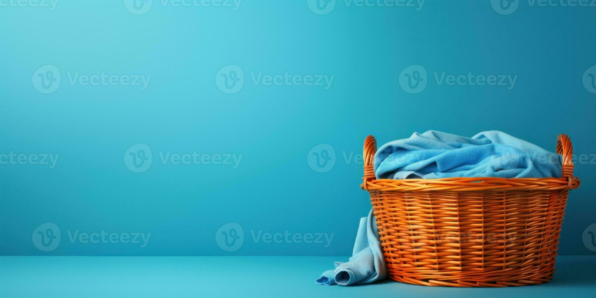 Colorful clothes basket distinctive realistic lighting. Generative AI photo