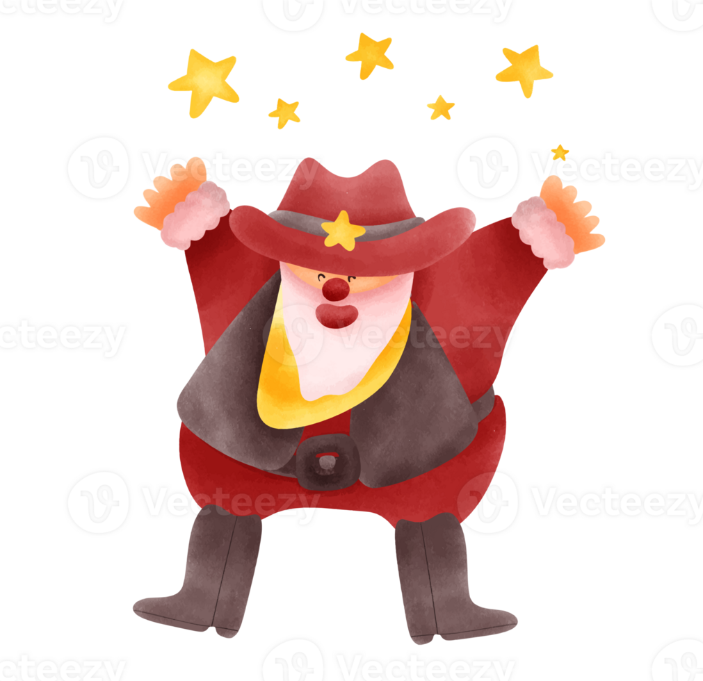 Cheerful Cowboy Santa Claus in Western Christmas Series 33648462 PNG