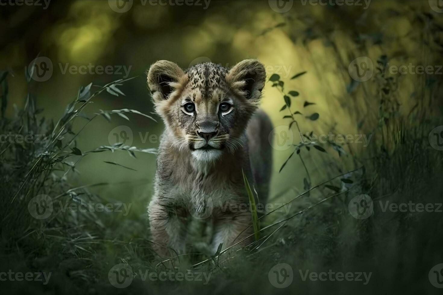 cute little lion cub. Neural network AI generated photo