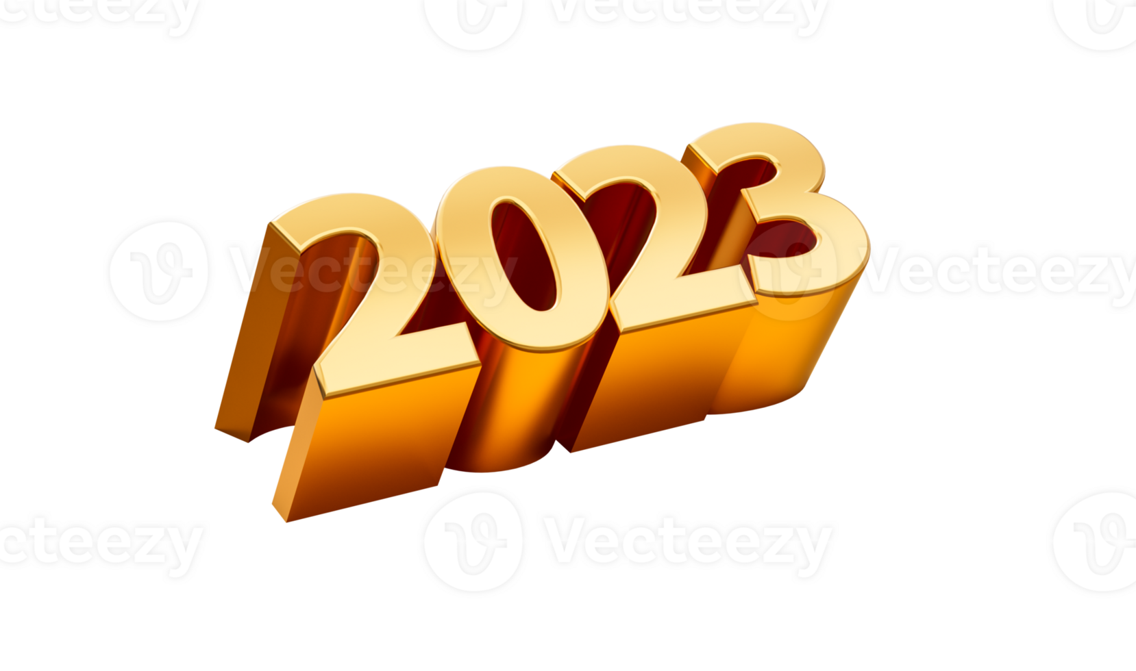Happy New Year 2023, 2023 3d letters in Gold 3d illustration png