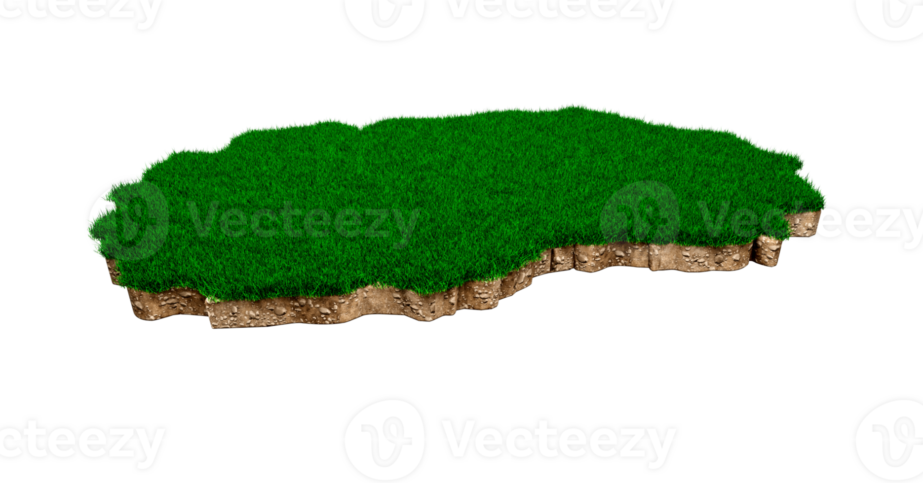 North Macedonia map soil land geology cross section with green grass 3d illustration png