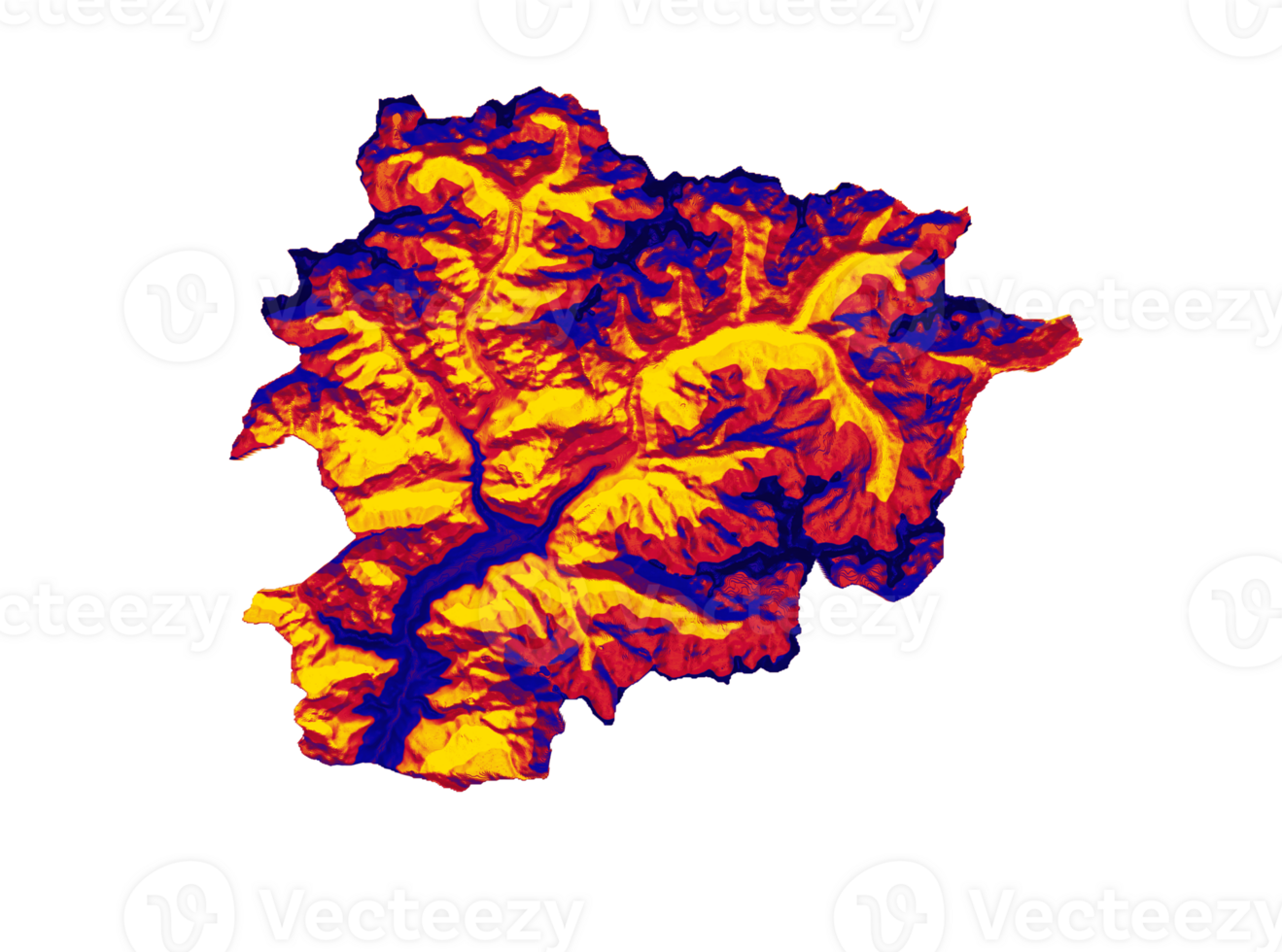 Andorra map with the flag Colors Red and yellow Shaded relief map 3d illustration png