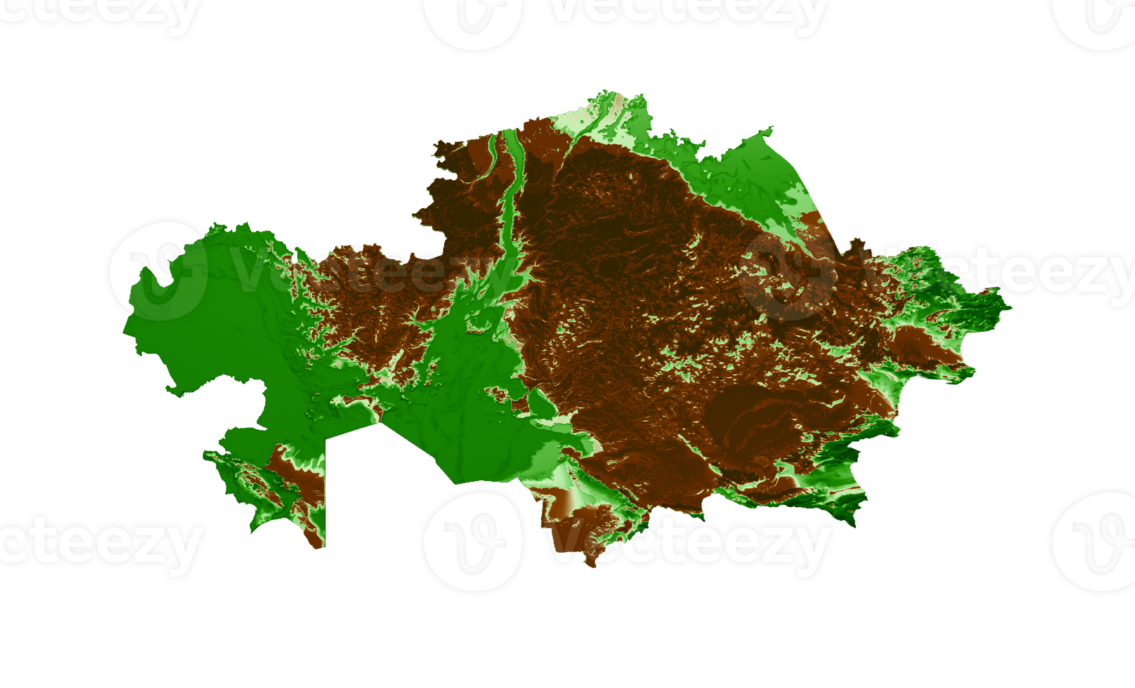 carte topographique du kazakhstan carte réaliste 3d couleur illustration 3d png