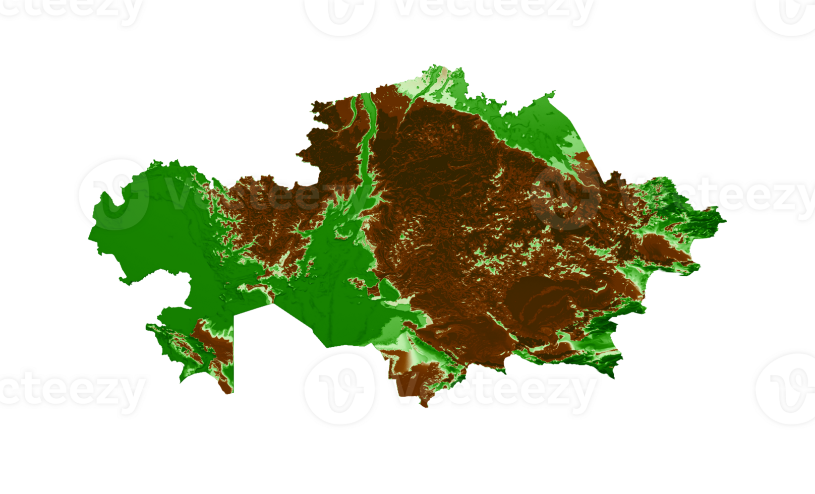 carte topographique du kazakhstan carte réaliste 3d couleur illustration 3d png