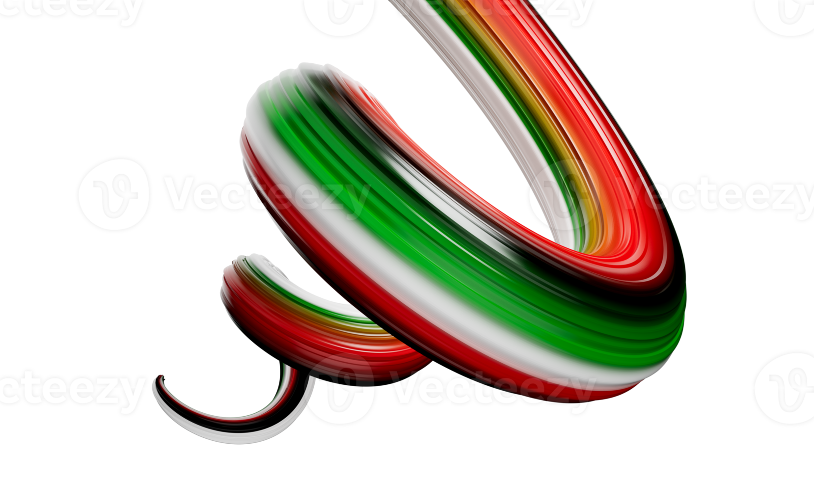 abstrakt spiral av palestina flagga färger, 3d borsta stroke 3d illustration png