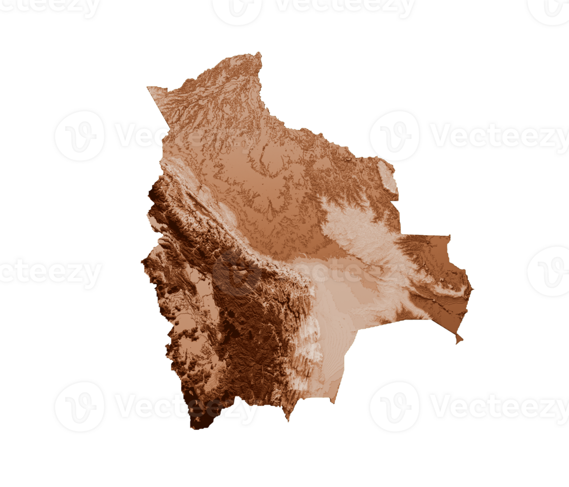 Map of Bolivia in old style, brown graphics in a retro style Vintage Style. High detailed 3d illustration png