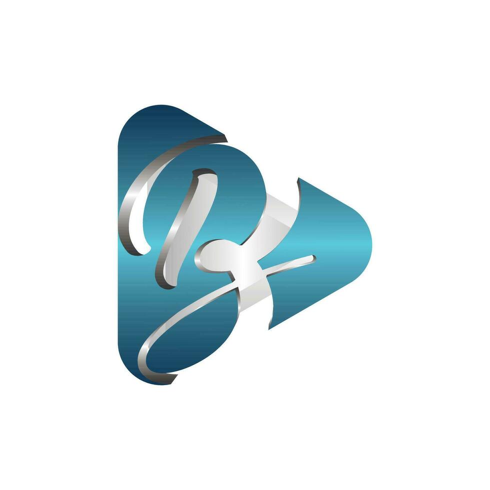 Initial B Media Play modern rounded triangle shape icon logo design template, suitable for your design, company, and etc vector