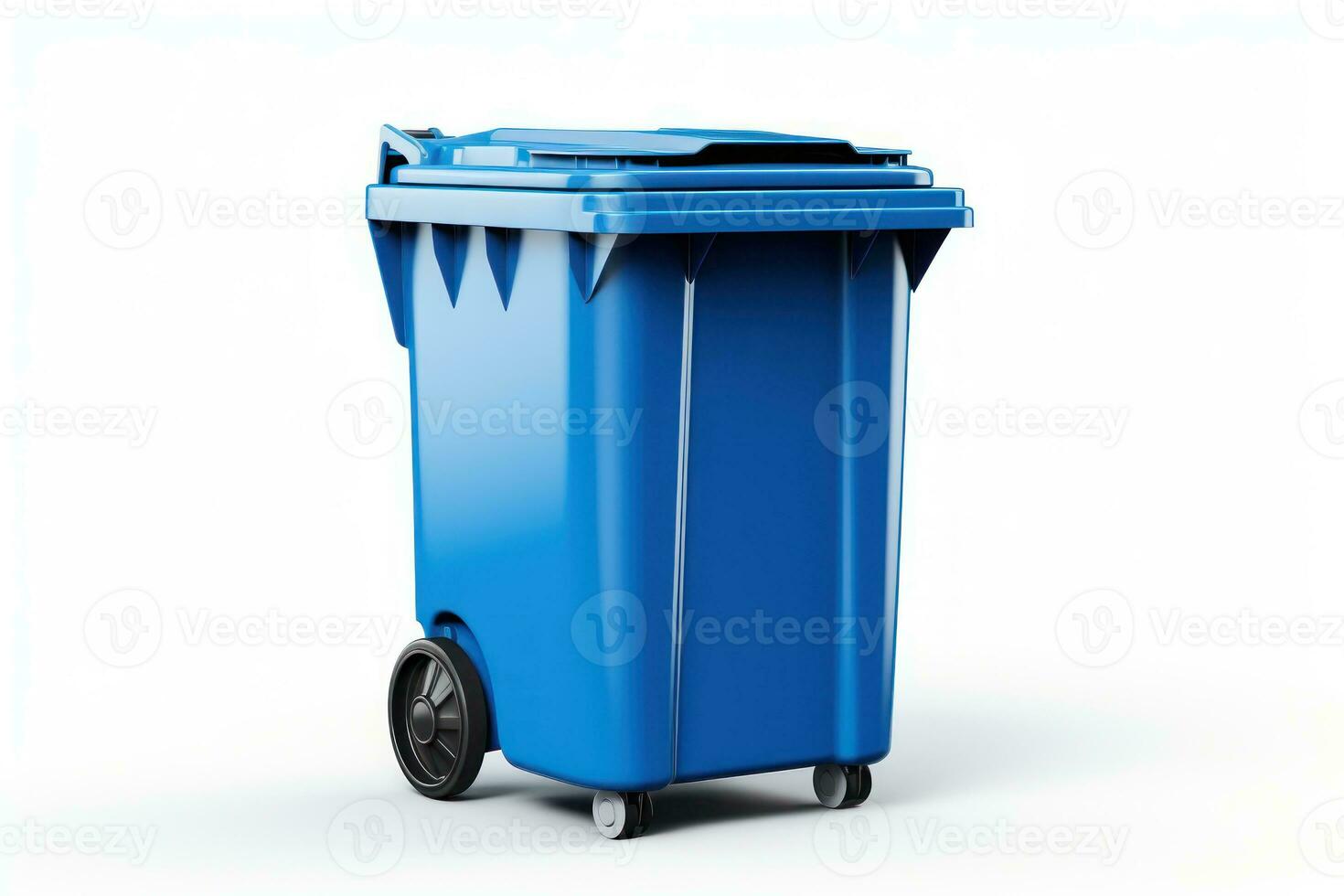 Blue bin isolated on white background. Generative AI photo