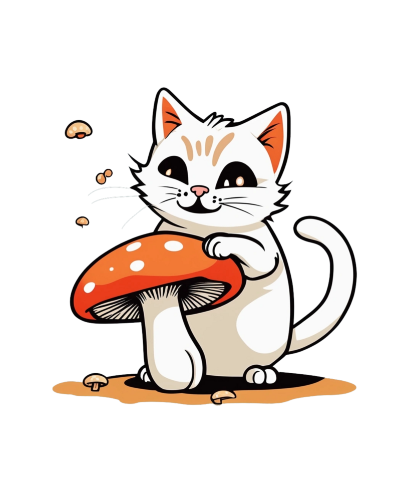 ai generativo fungo amante gatto clipart illustrazione per Stampa su richiesta attività commerciale è anche Perfetto per qualunque altro progetto png