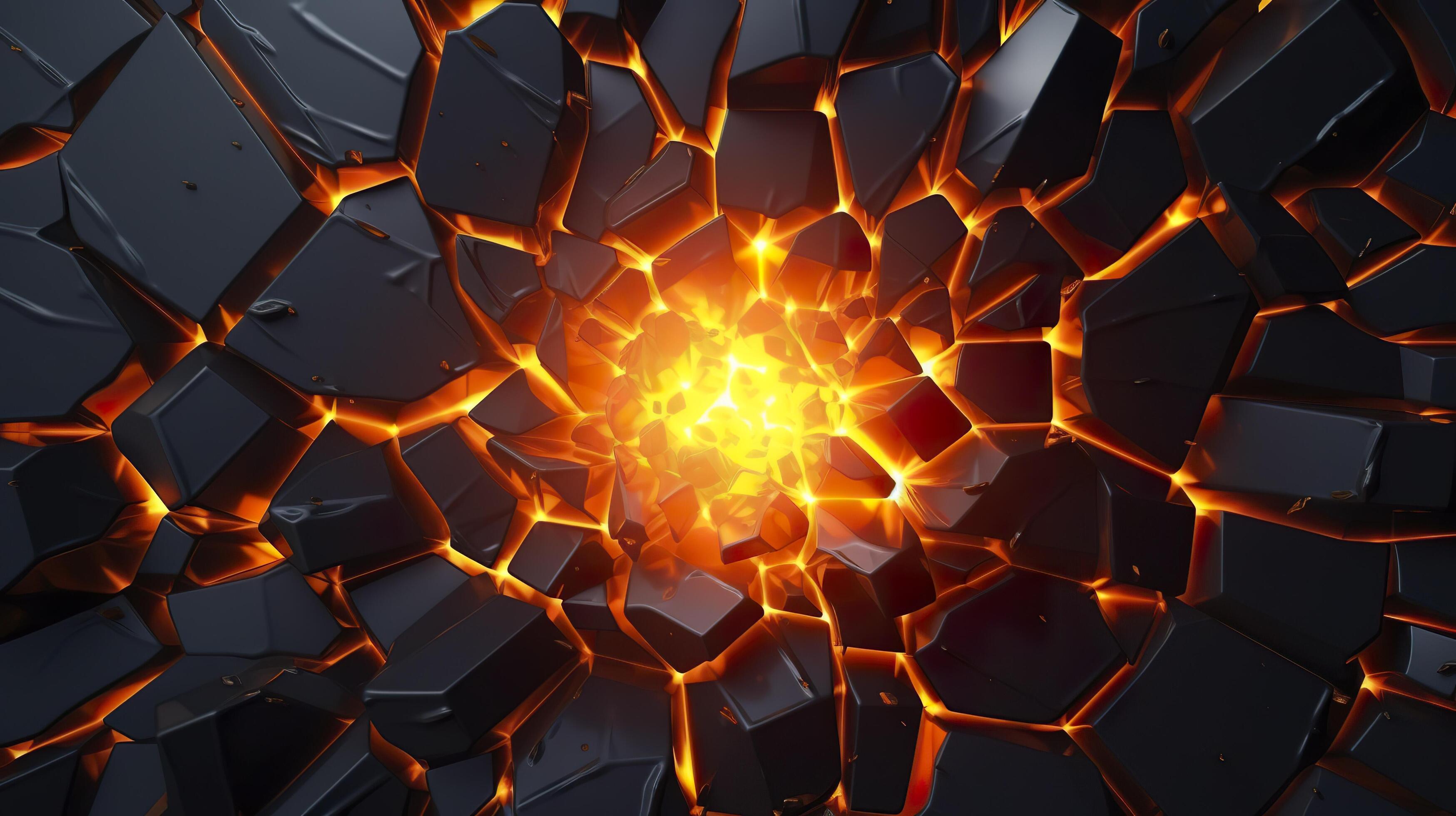 Abstract geometric background. Explosion power design with the crushing