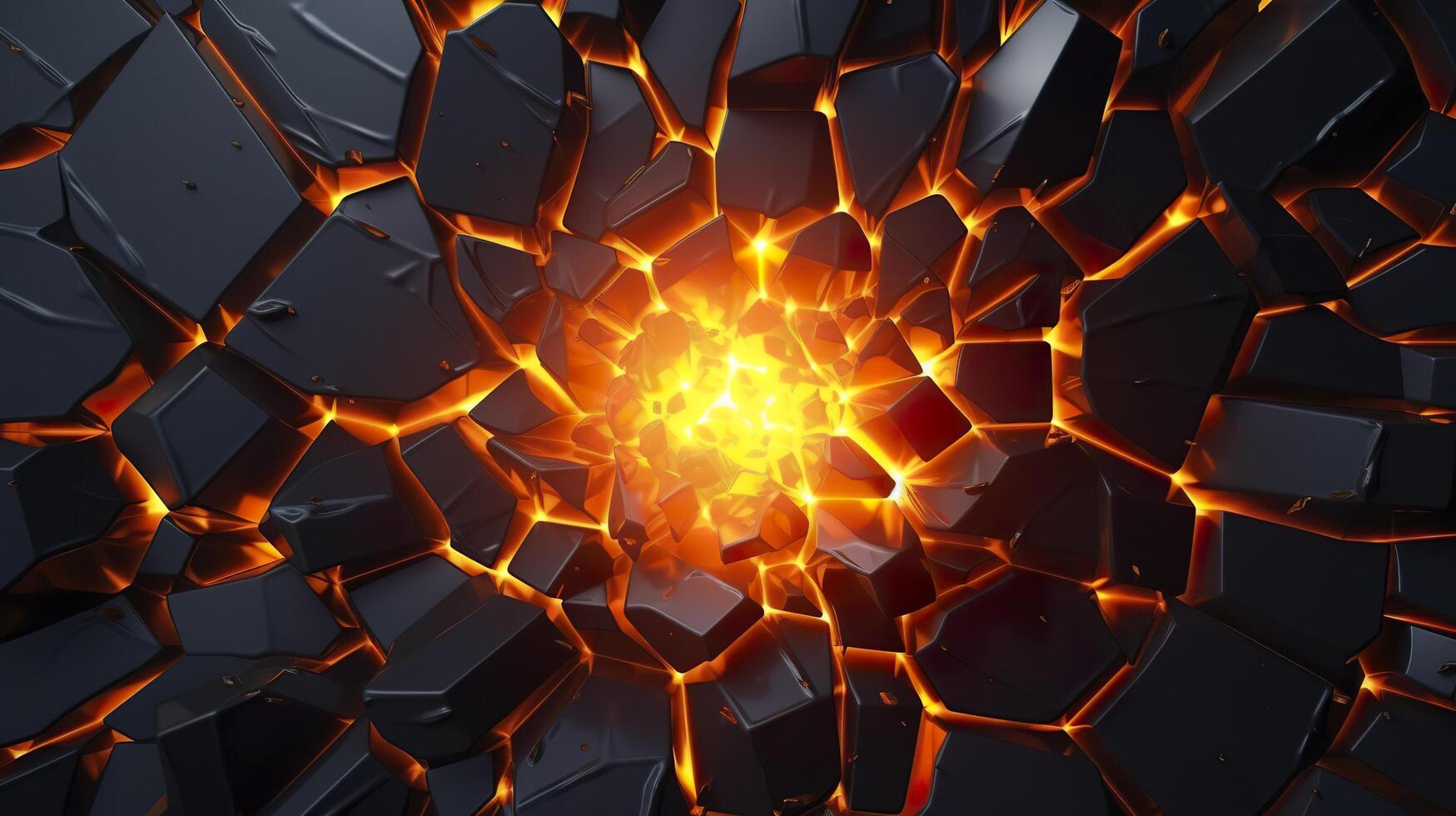 Abstract geometric background. Explosion power design with the crushing surface. 3d illustration. AI Generative photo