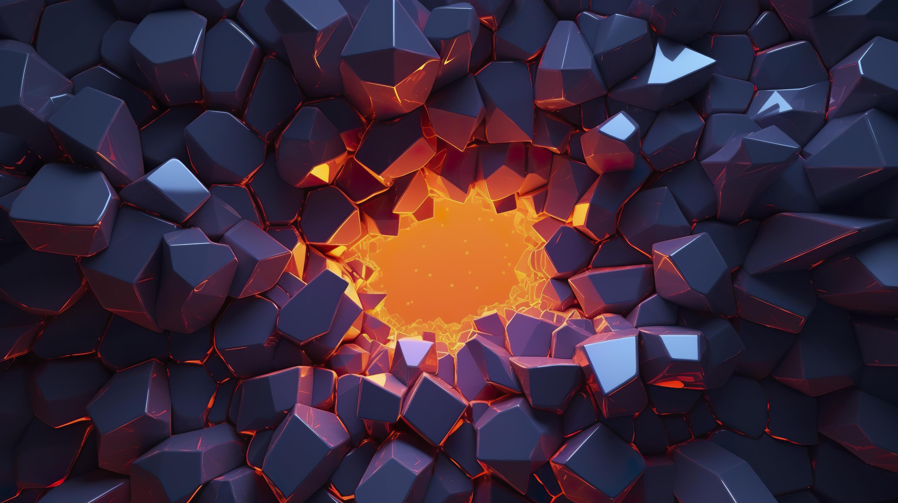 Abstract geometric background. Explosion power design with the crushing