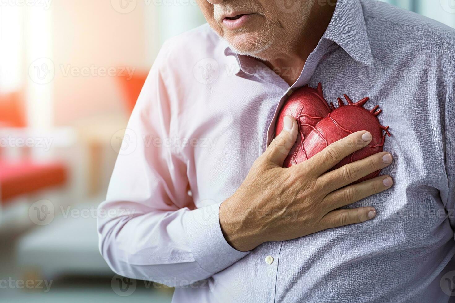 corazón ataque alerta reconociendo cofre dolor. generativo ai foto