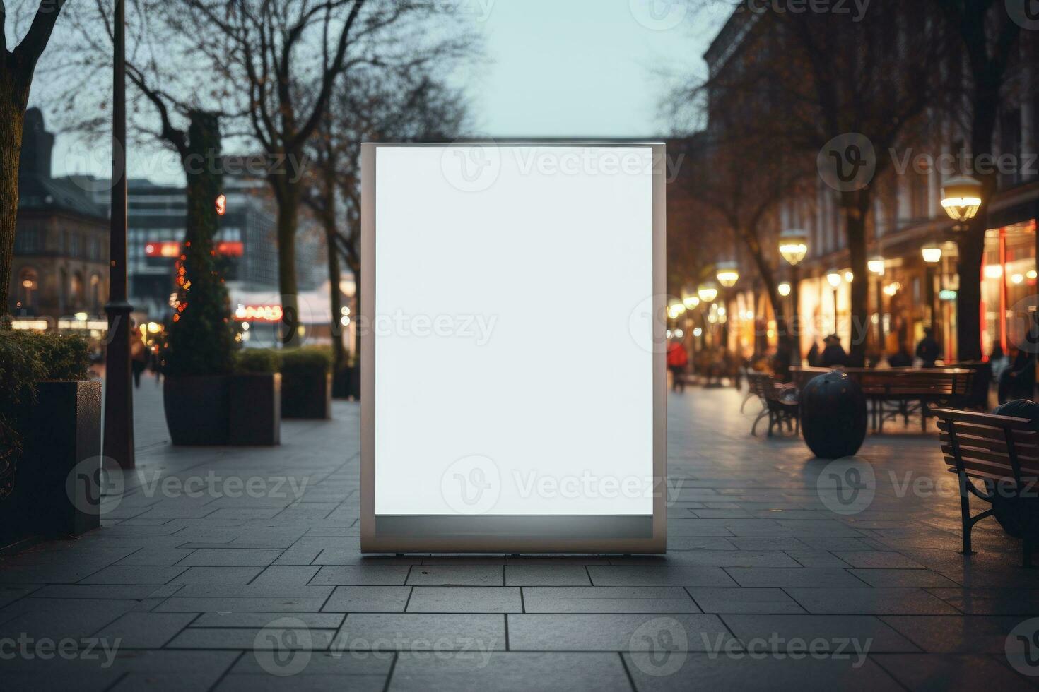 Outdoor ad mockup, fully blurred background. Generative AI photo