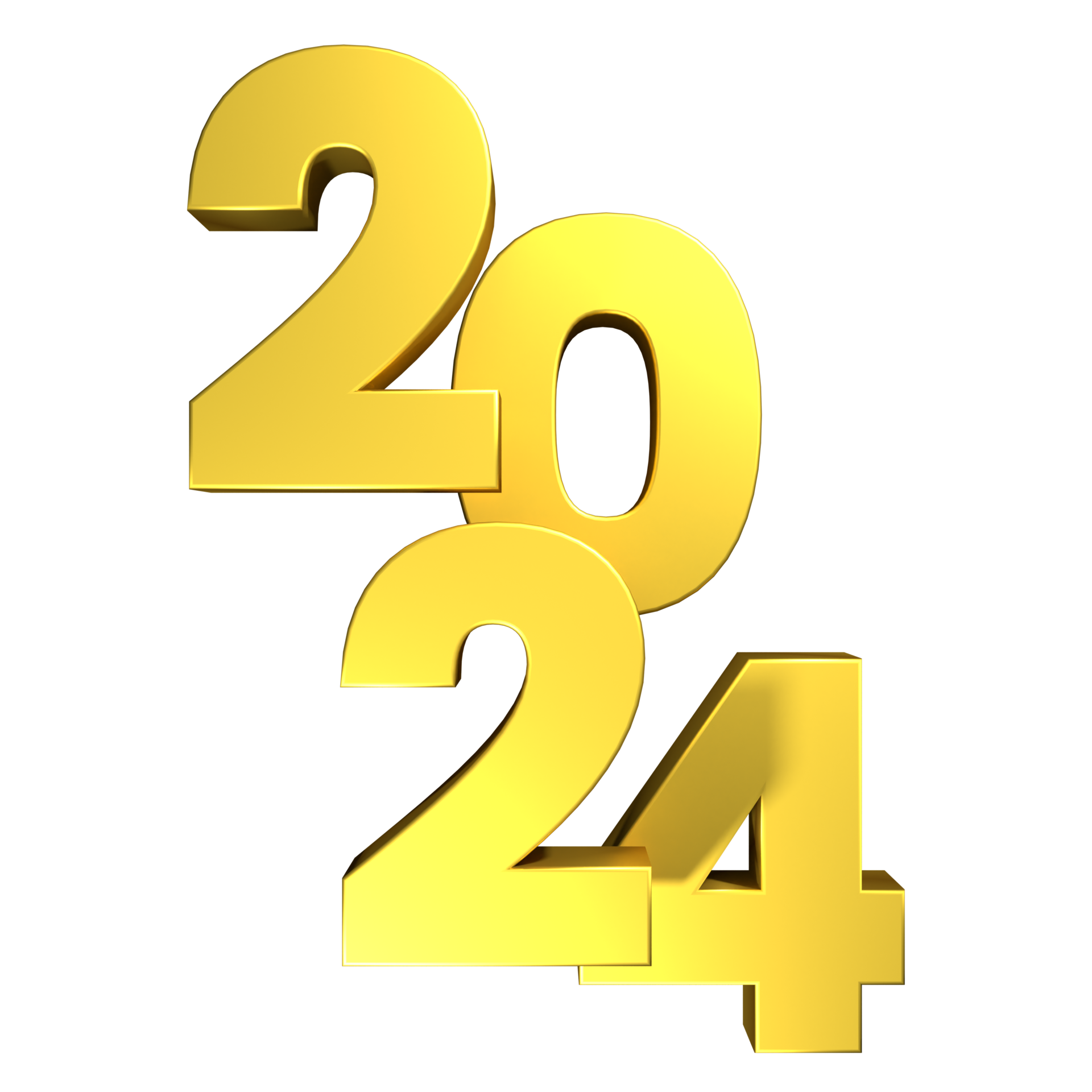 New year 2024 gold number on transparent background 33649164 PNG