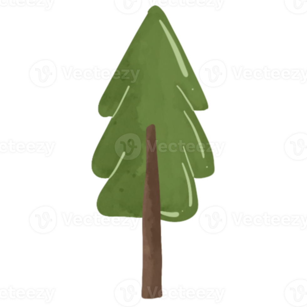 Watercolour illustration of colourful trees png