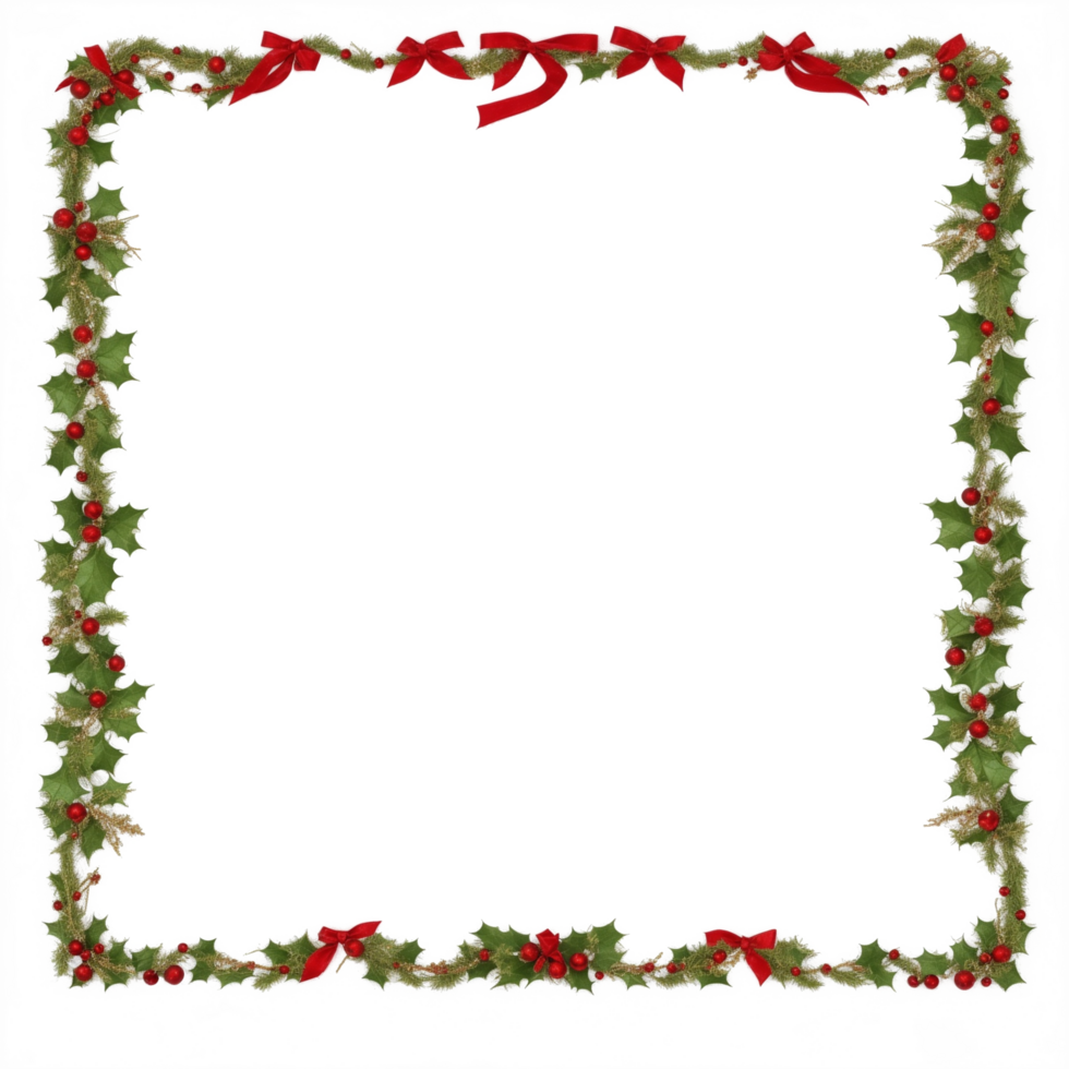 Christmas border frame PNG transparent background Ai Generative