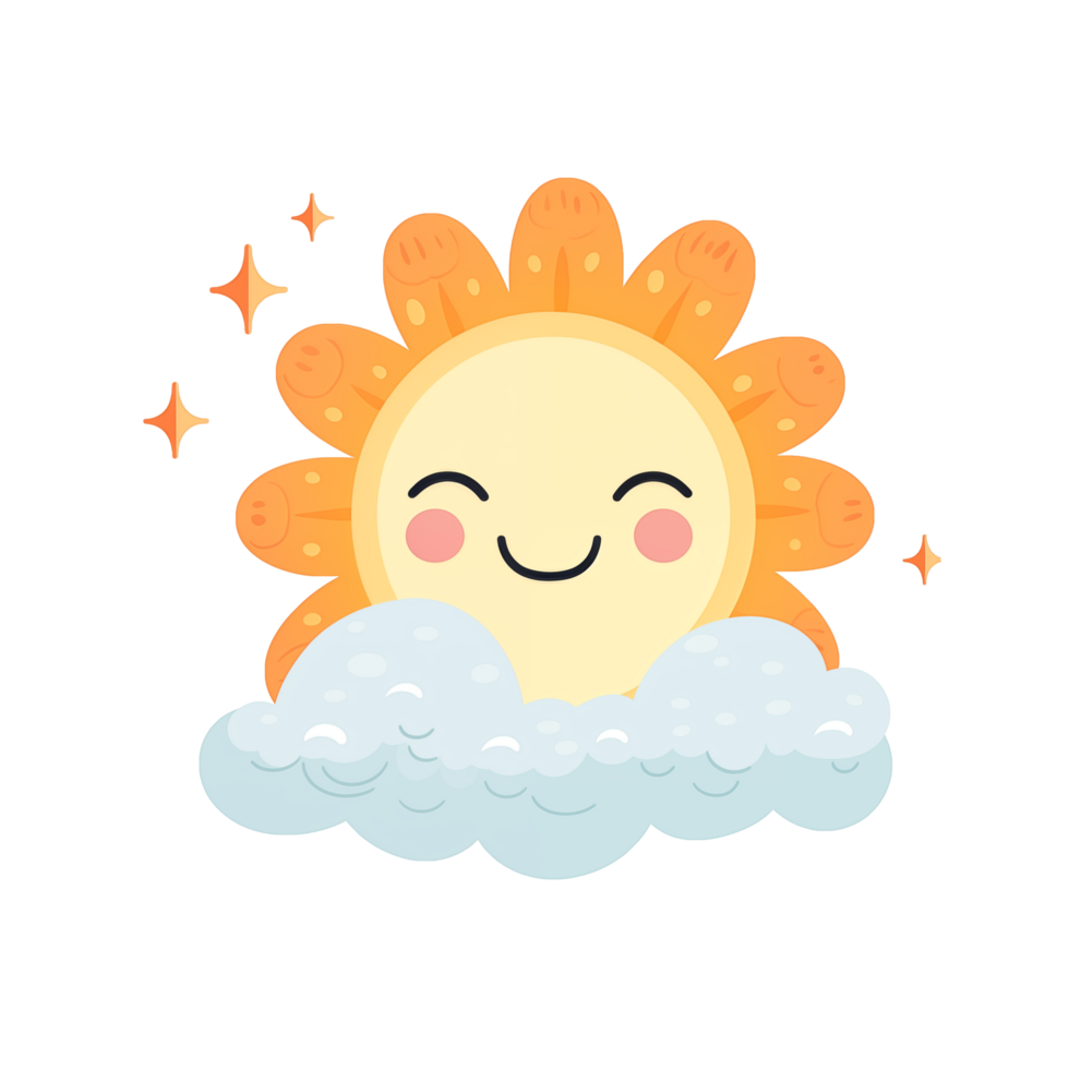 AI Generated Cute sun illustration style of japanese png