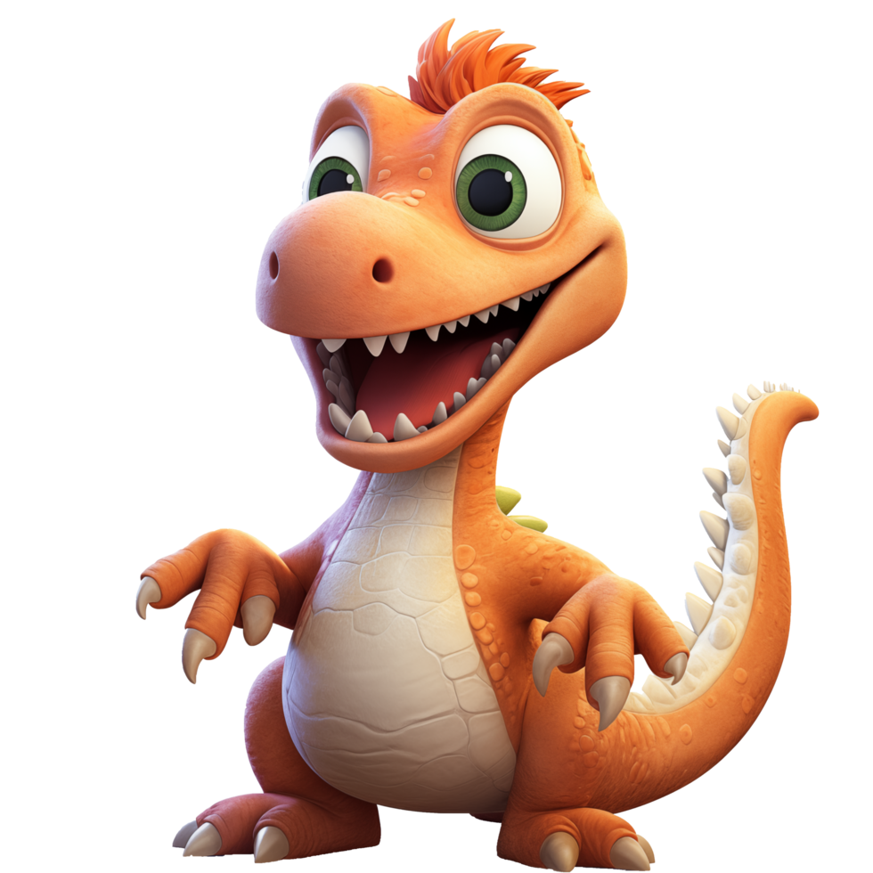 AI Generated A cartoon smiling dinosaur  on transparent background png