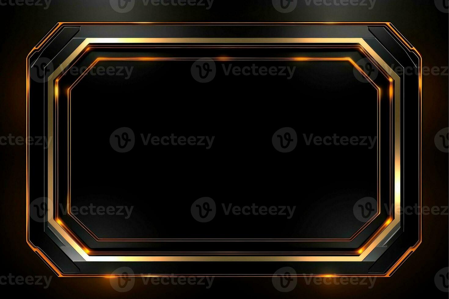 Abstract high tech black border, futuristic technology background, Generative AI photo