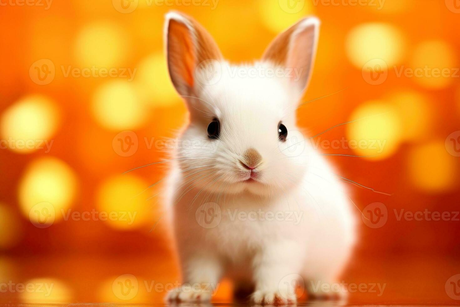 Close-up of cute rabbit with beautiful bokeh background, Generative AI photo