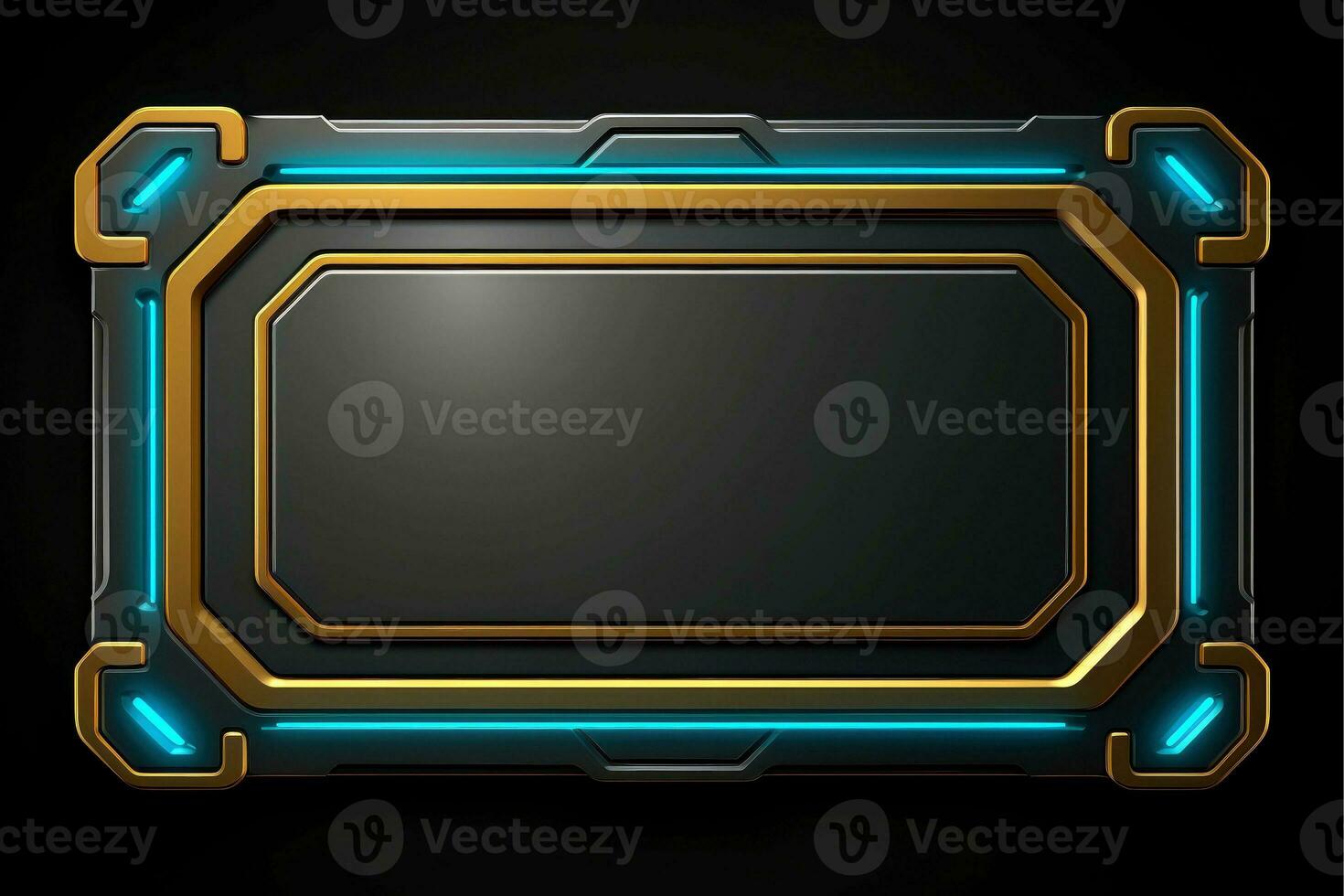 Abstract high tech black border, futuristic technology background, Generative AI photo