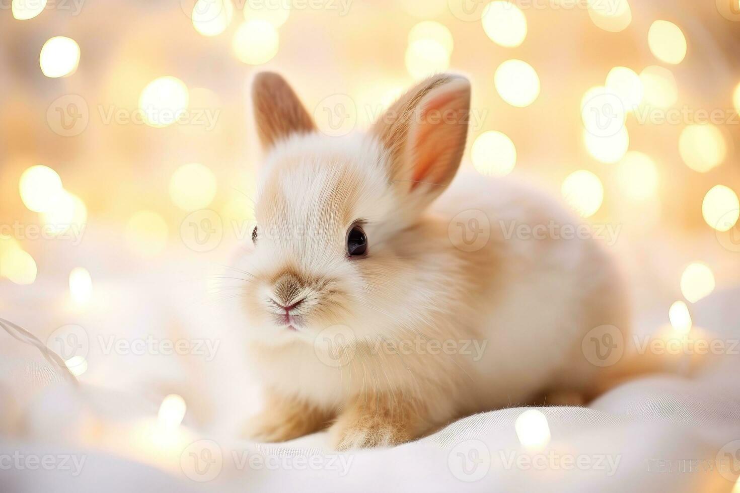 Close-up of cute rabbit with beautiful bokeh background, Generative AI photo