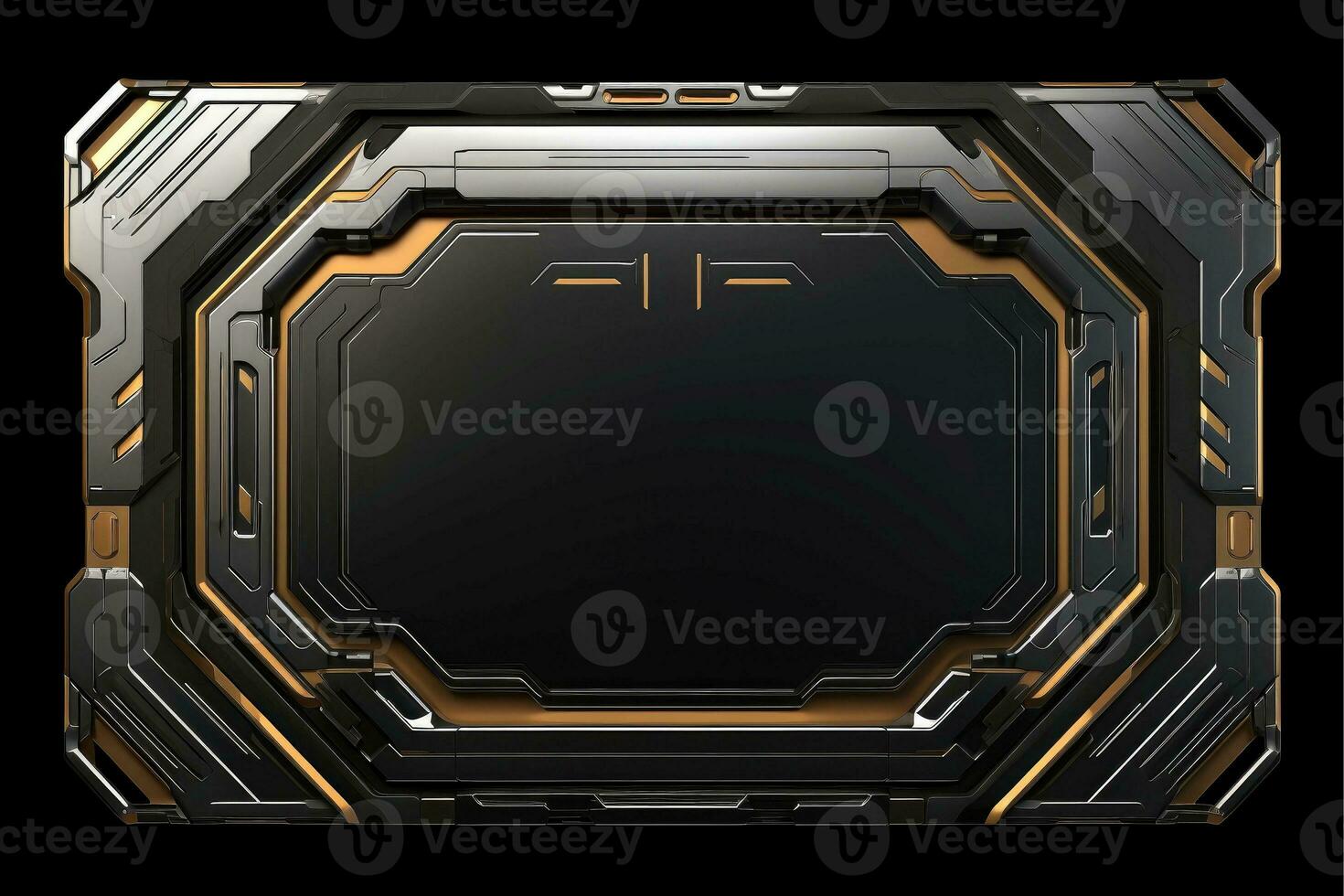 Abstract high tech black border, futuristic technology background, Generative AI photo