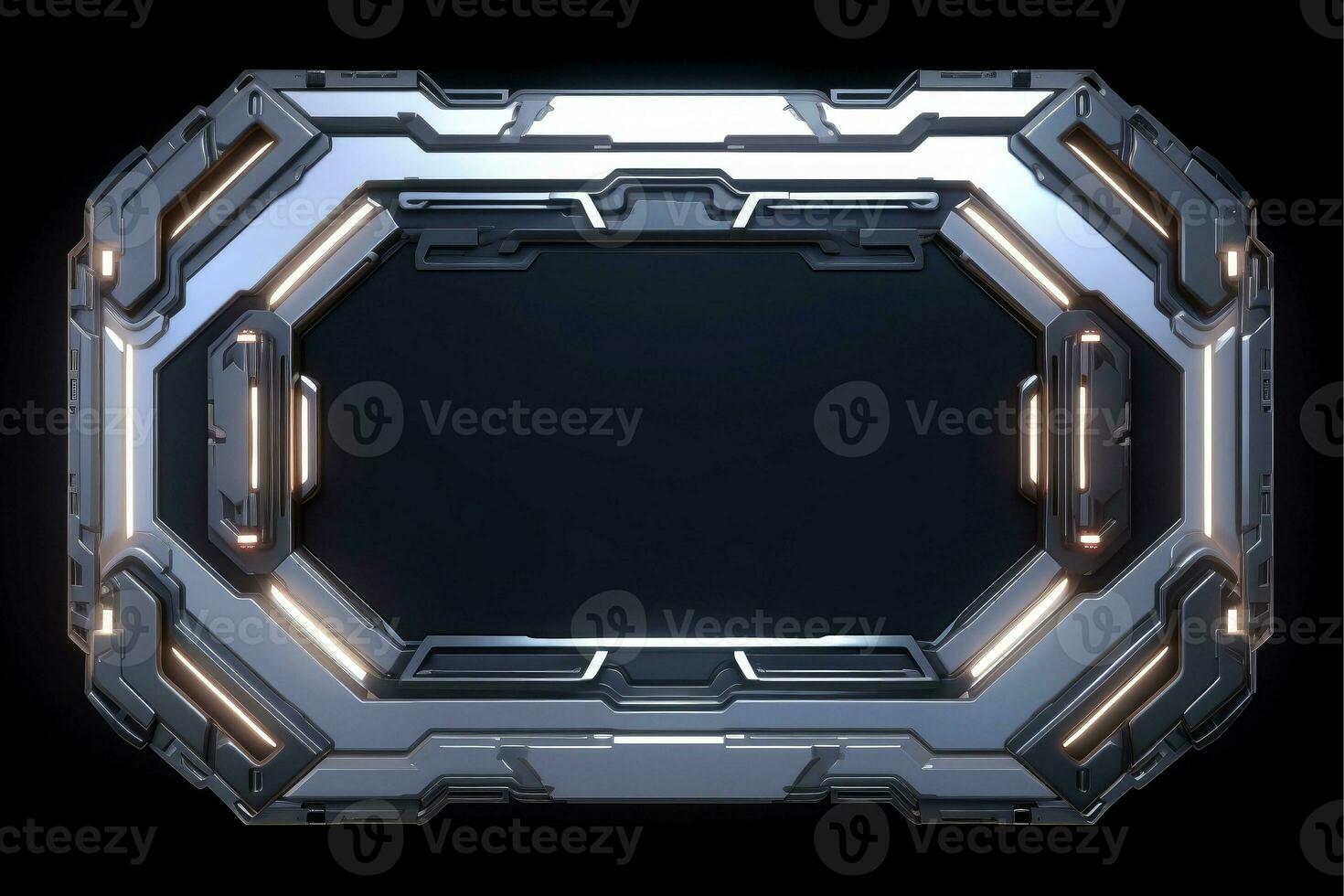 Abstract high tech black border, futuristic technology background, Generative AI photo