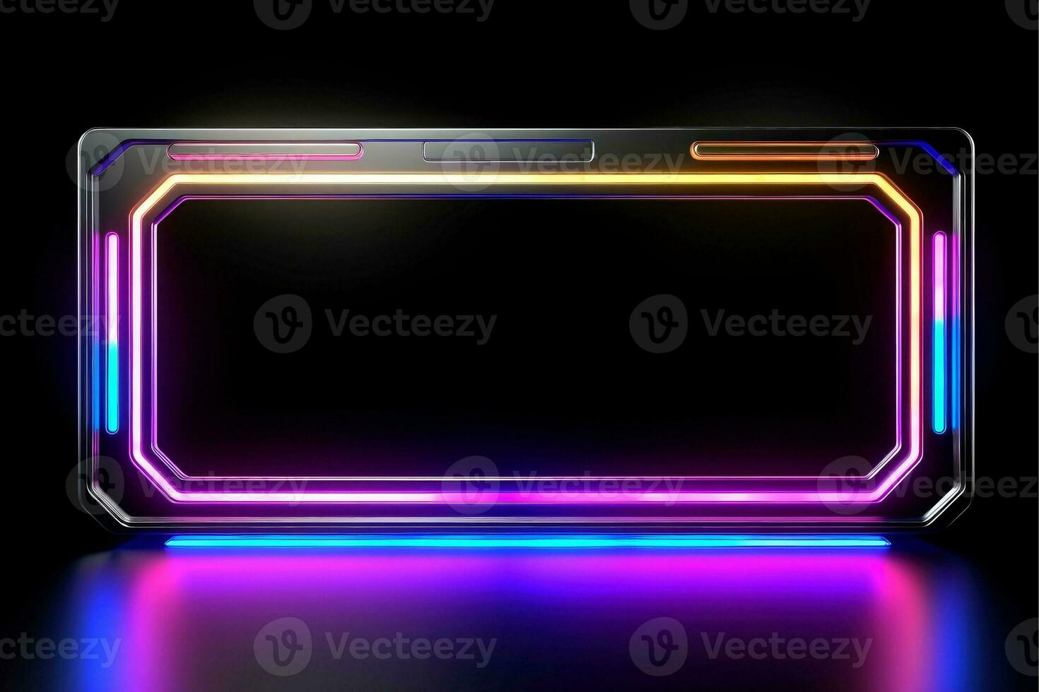 Abstract high tech black border, futuristic technology background, Generative AI photo