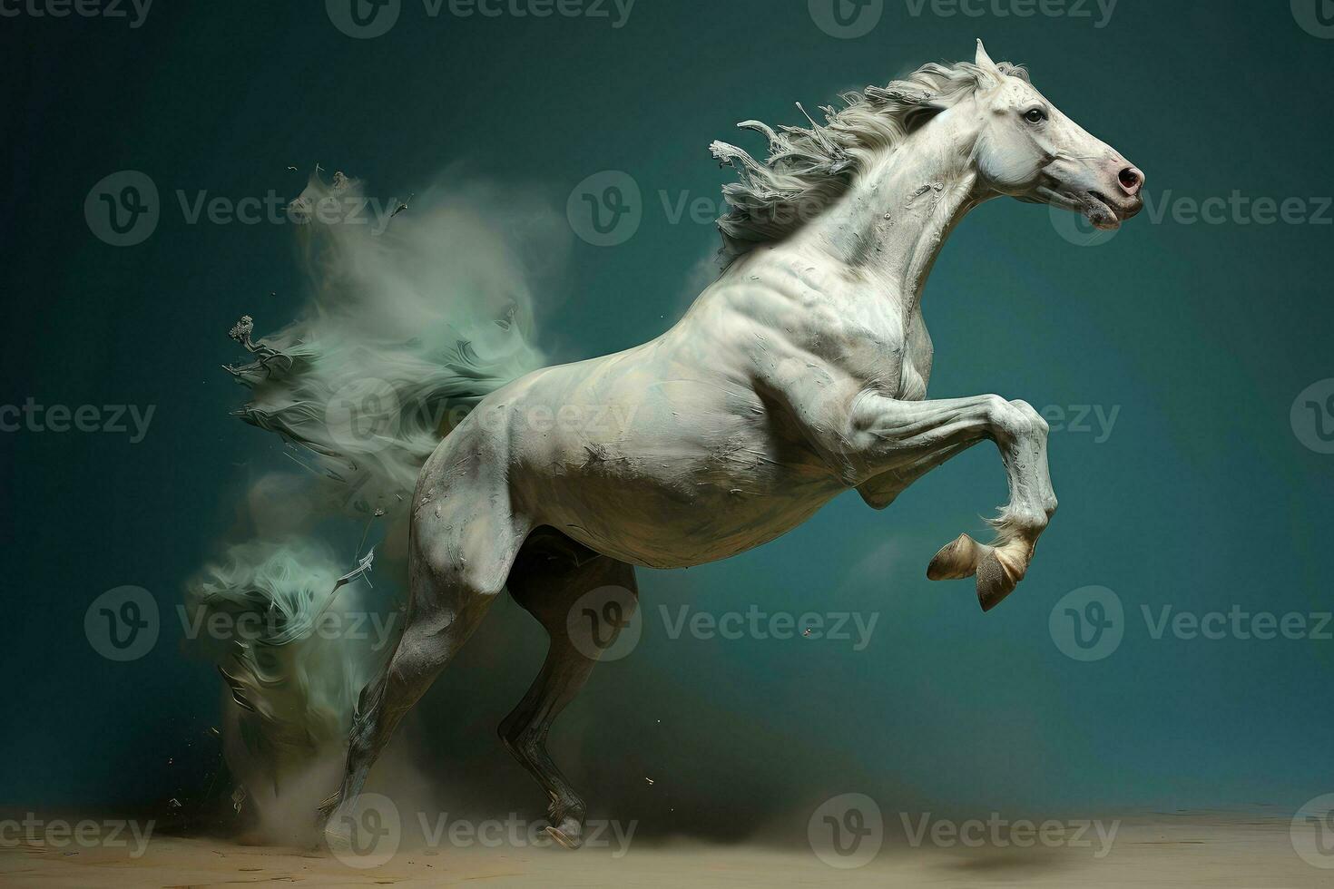 Abstract horse with complex motion and hazy color, Generative AI photo