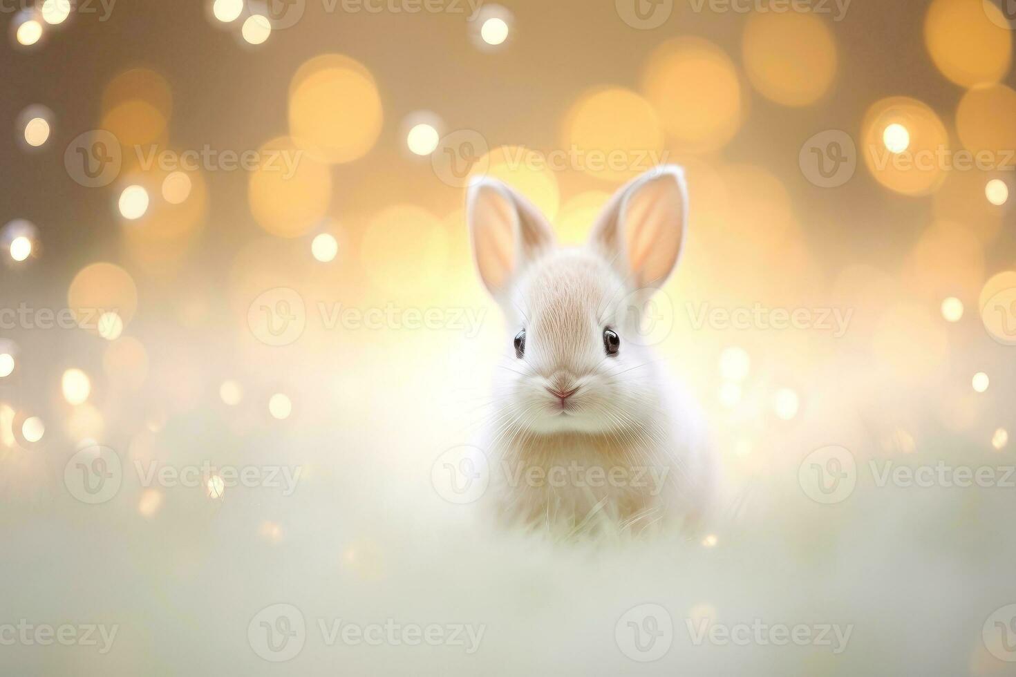 Close-up of cute rabbit with beautiful bokeh background, Generative AI photo