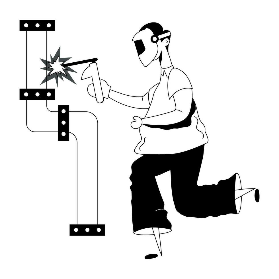 Trendy Welder Concepts vector