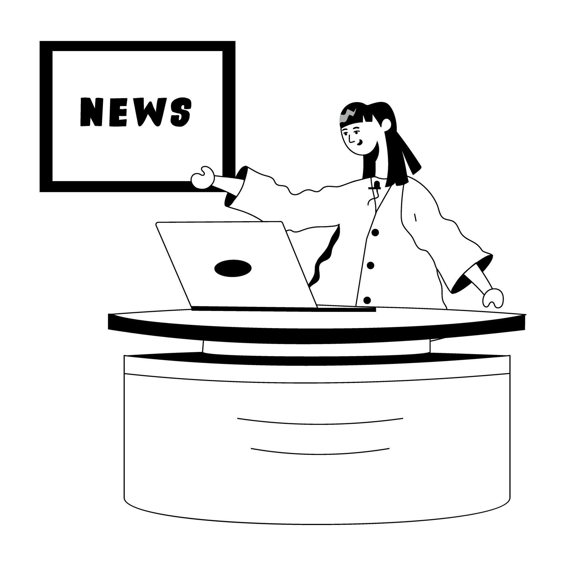 Trendy Female Newscaster 33649572 Vector Art at Vecteezy