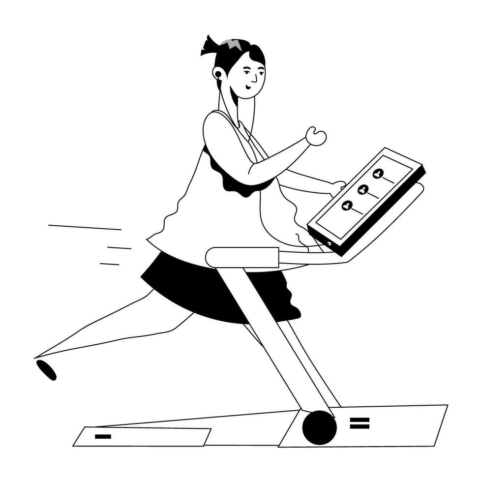 Trendy Treadmill Running vector