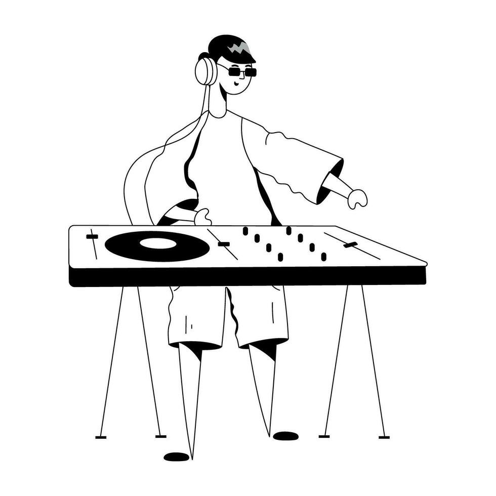 DJ de música de moda vector