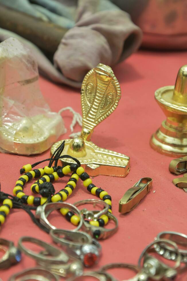Religious Shop selling Shiv ling and Hindu Religion Worship Materials photo