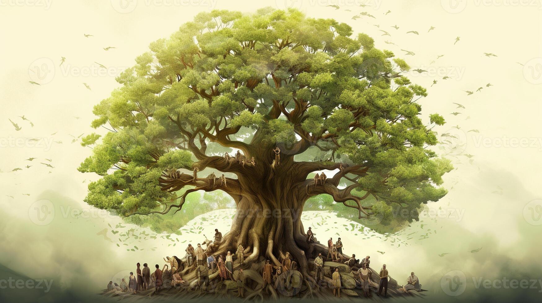 tree of leadership depict, digital art illustration, Generative AI