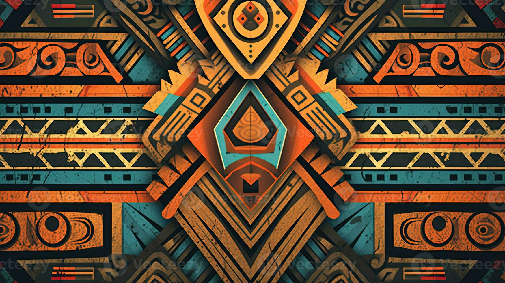 tribal patterns, digital art illustration, Generative AI photo