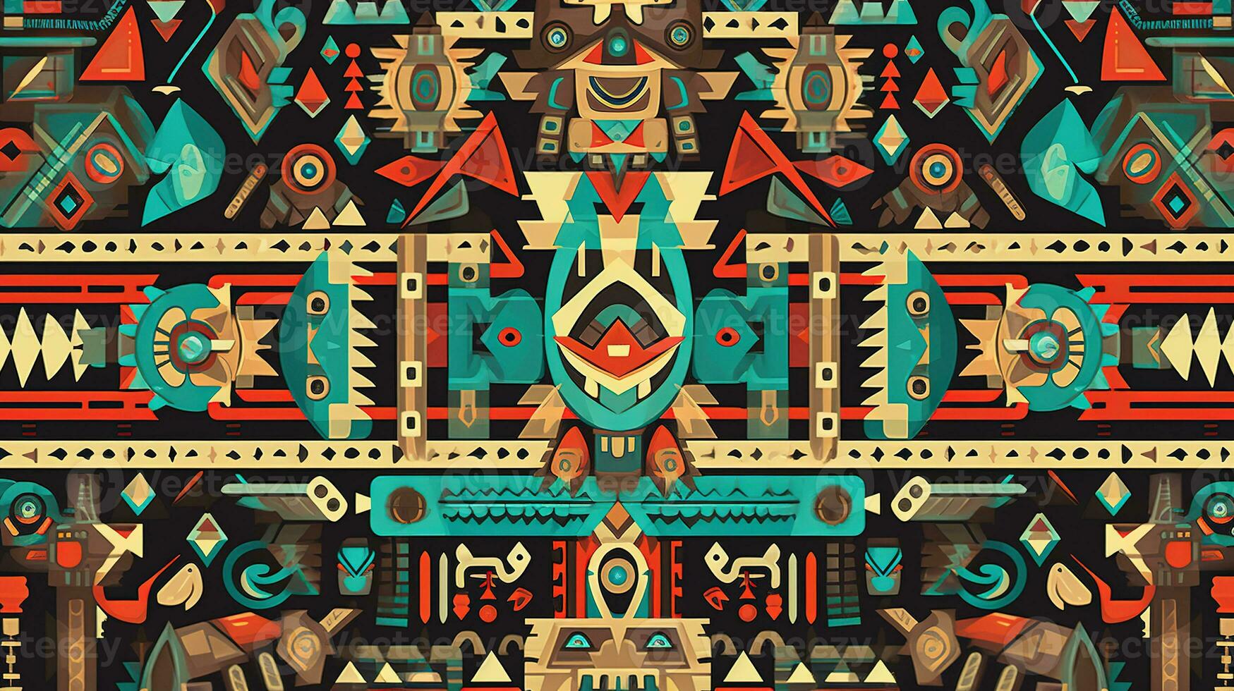 tribal patterns, digital art illustration, Generative AI photo