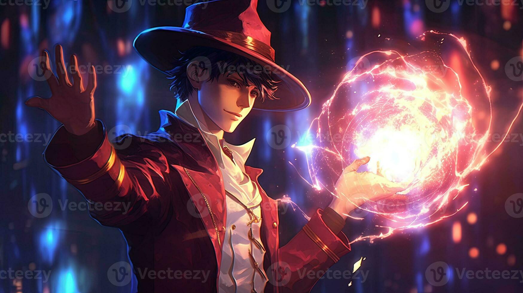 short tempered magician, digital art illustration, Generative AI photo