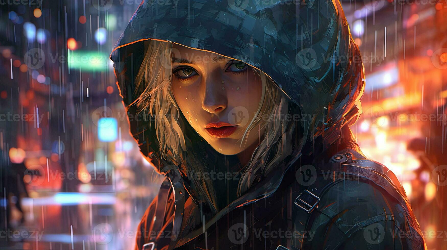 conformist super criminal is an android, digital art illustration, Generative AI photo