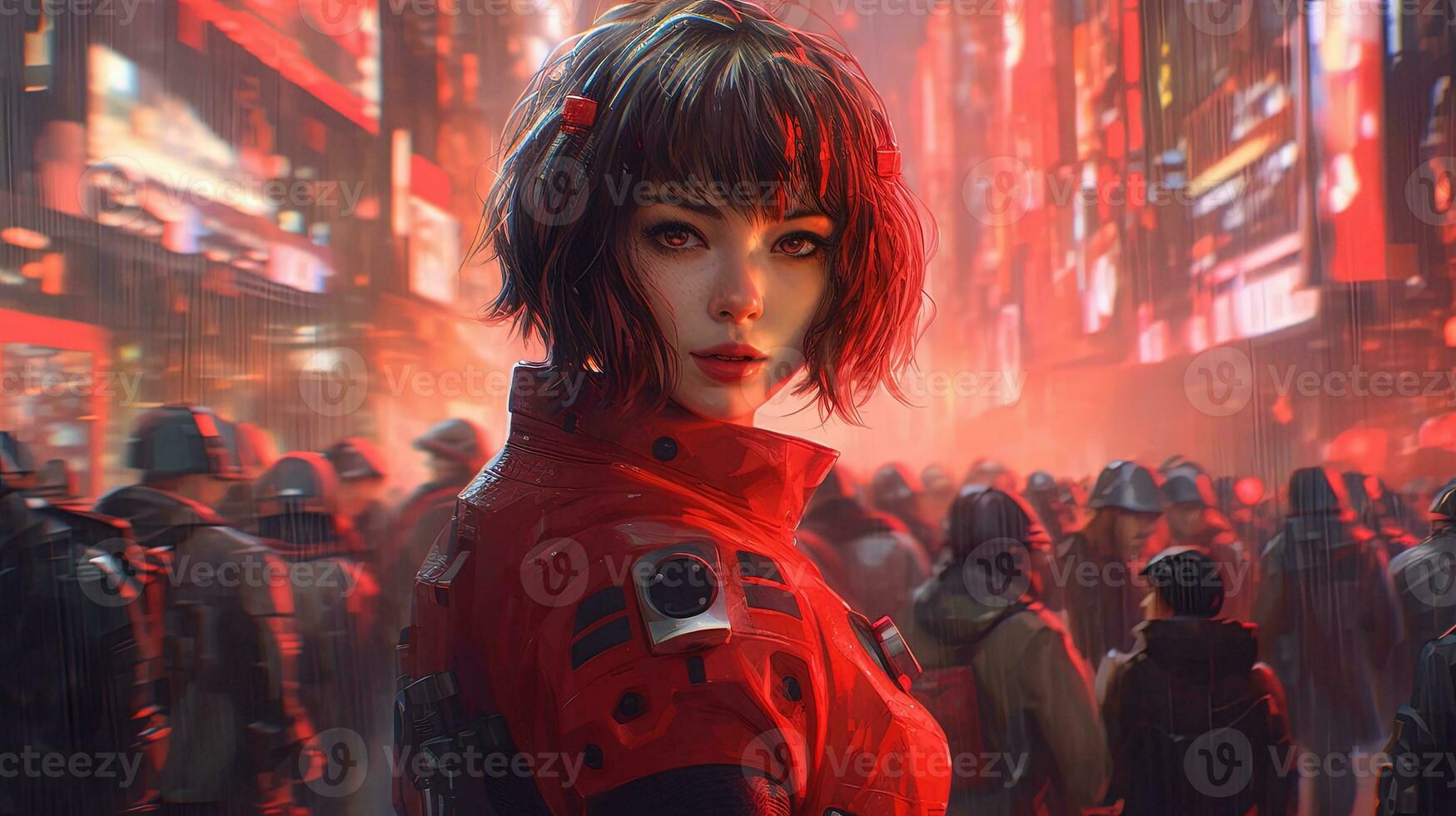 conformist super criminal is an android, digital art illustration, Generative AI photo