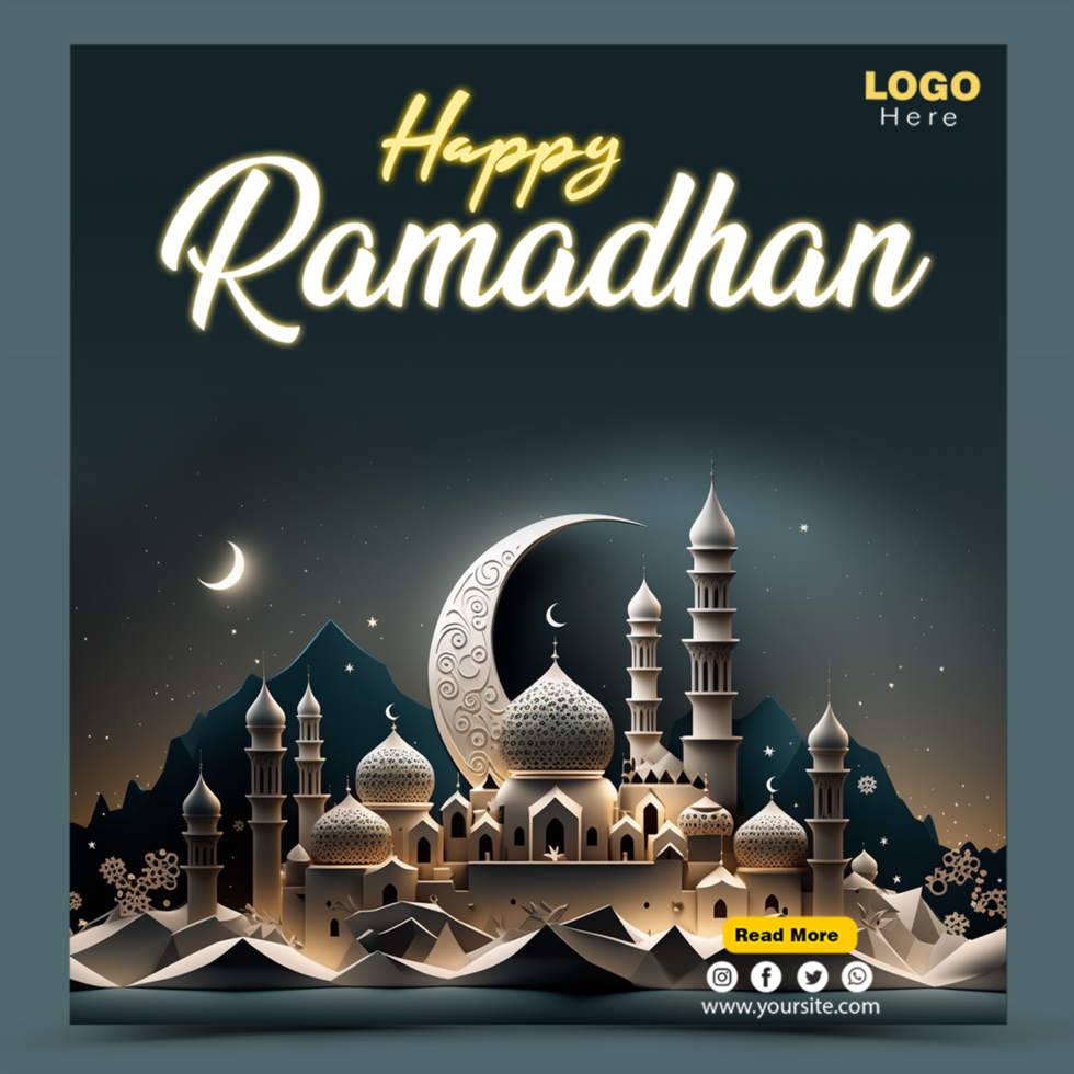 Ramadan kareem sociale media modello con islamico sfondo design psd