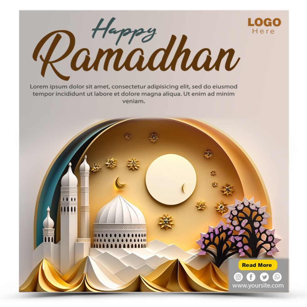 Happy ramadan islamic month social media post template psd